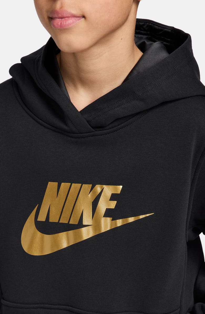 Nike Kids' Sportswear Fleece Hoodie, Alternate, color, Black/ Metallic Gold