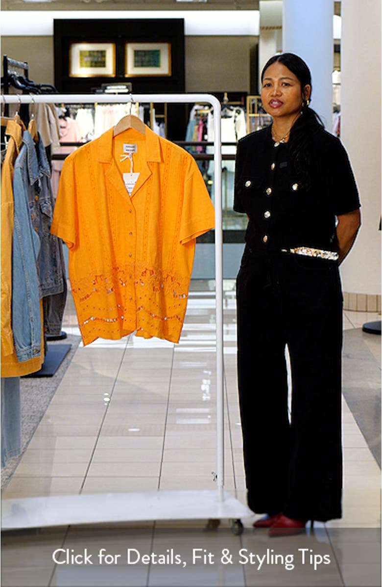 Martina Oversize Eyelet Button-Up Shirt, sales video thumbnail