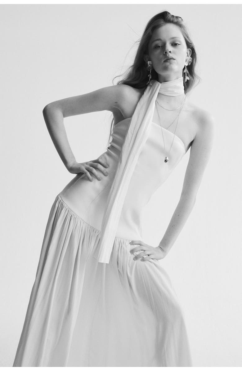 H&M Bandeau dress with scarf, Main, color, Light Beige