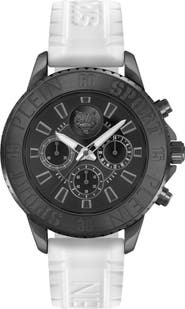 PLEIN SPORT Glam Chrono Silicone Strap Watch, 44mm