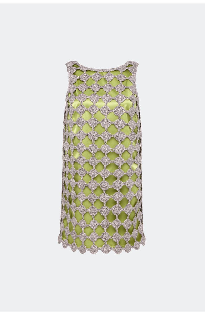 SIMONMILLER Sina Crochet Mini Dress, Alternate, color, Moss/Satellite Silver