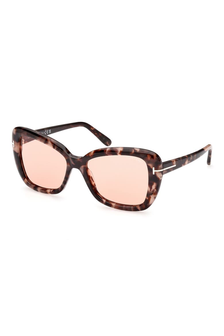55mm Butterfly Sunglasses, Alternate, color, COLORED HAVANA / VIOLET