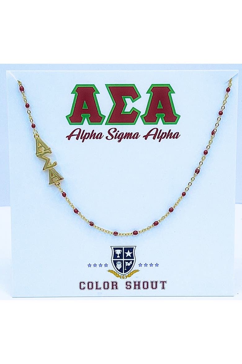 Alpha Sigma Alpha Greek Letter Side Set Necklace, Main, color, Yellow Gold