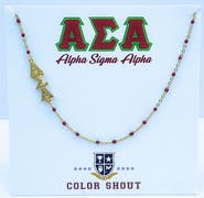 Color Shout Alpha Sigma Alpha Greek Letter Side Set Necklace
