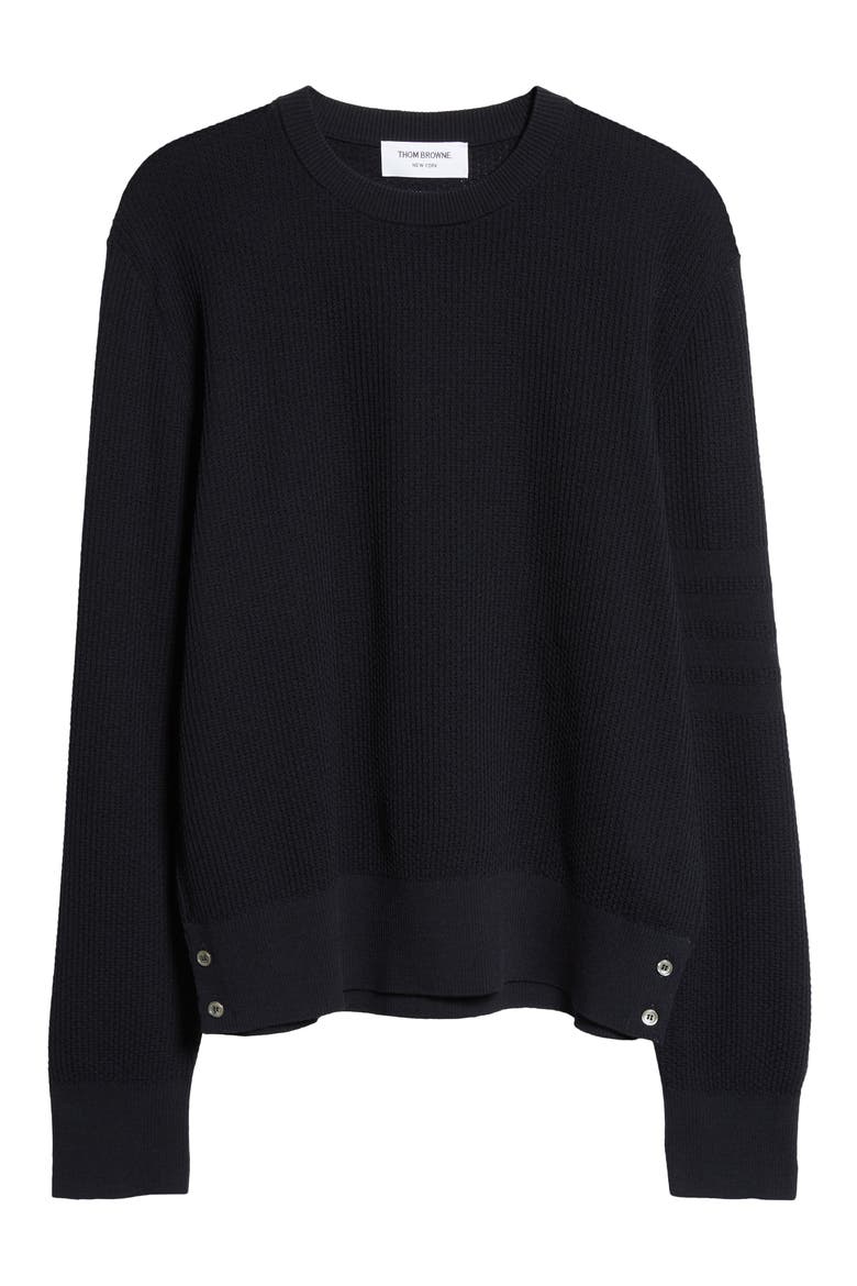 Relaxed Fit Open Stitch Virgin Wool Sweater, Main, color, NAVY