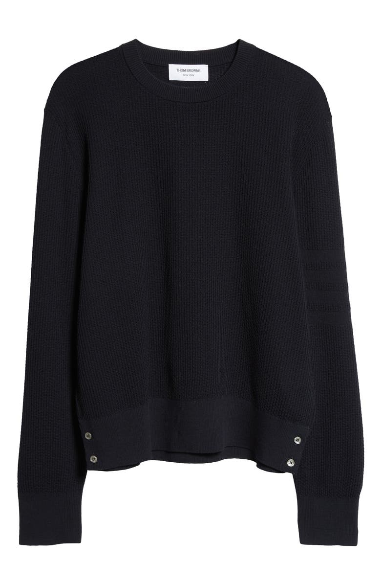 Thom Browne Relaxed Fit Open Stitch Virgin Wool Sweater, Main, color, Navy