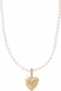 Bearfruit Jewelry Gleam Cultured Pearl Necklace with Heart Shaped Charm Pendant