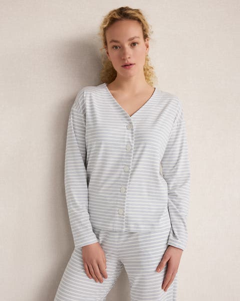Organic Cotton Jersey Striped Cardigan