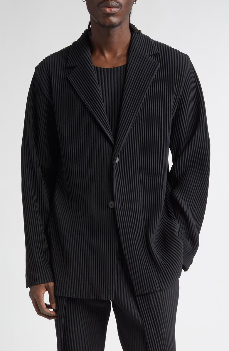 Homme Plissé Issey Miyake Basics Pleated Blazer, Main, color, Black