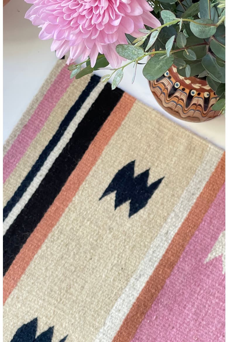 Zapotec Multi Handwoven Flatweave Wool Rug, Alternate, color, Pink