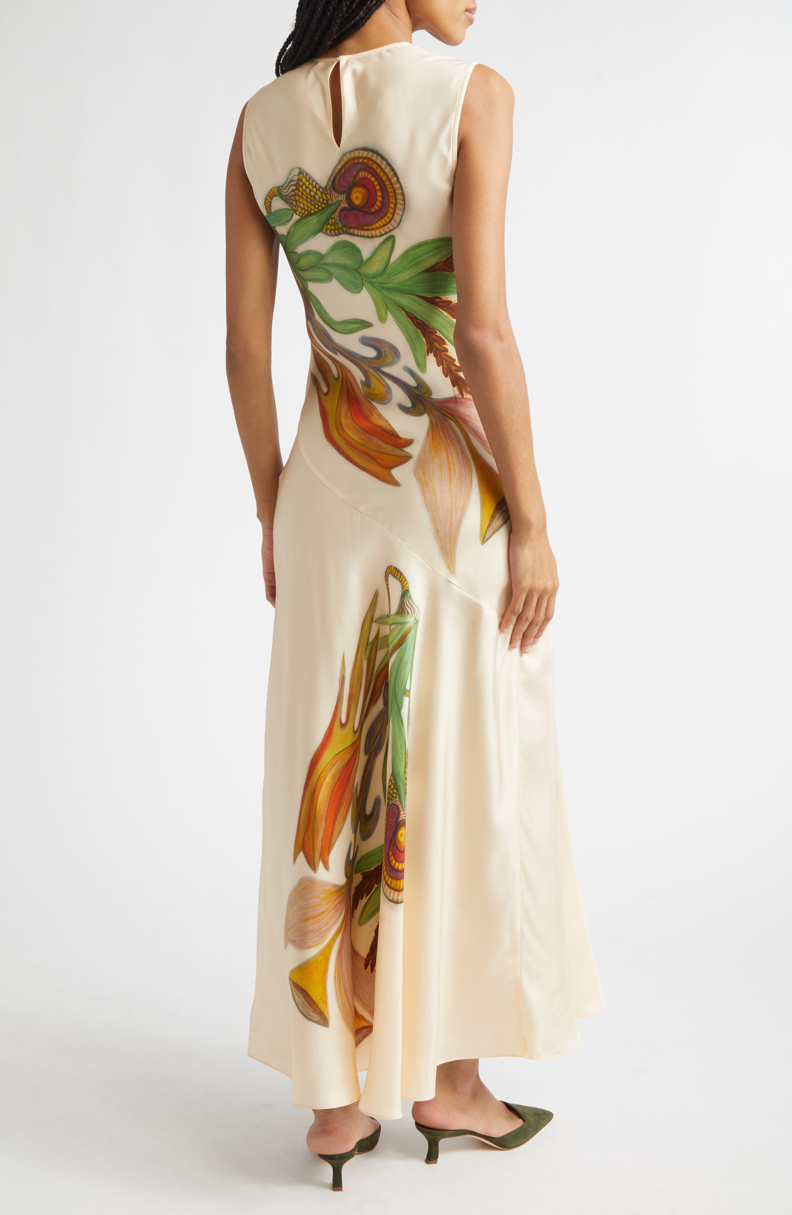 Gaea Botanical Silk Midi Dress - image 2
