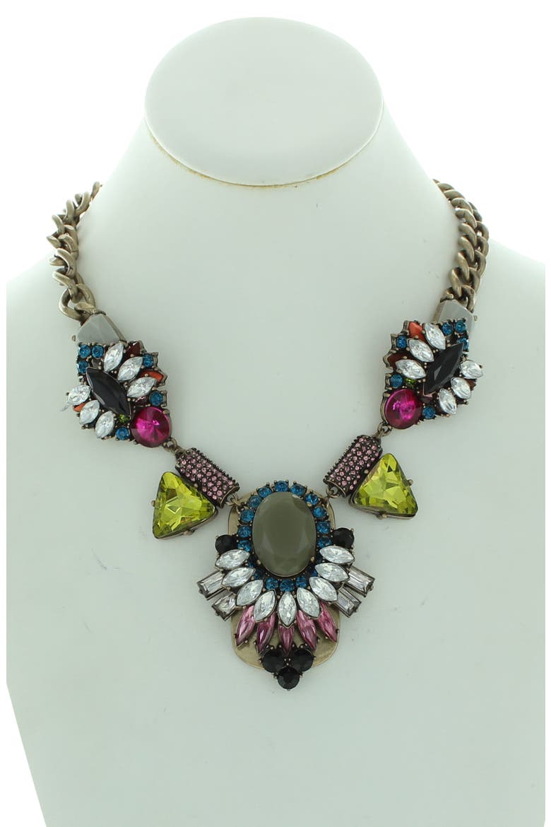 Emma Jeweled Statement Necklace, Alternate, color, BURNISHED GOLD / MULTI