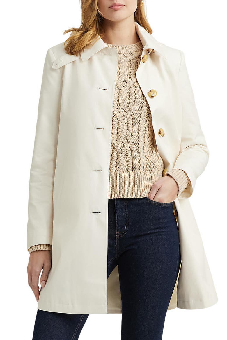 Balmacaan Hooded Raincoat, Main, color, CREAM