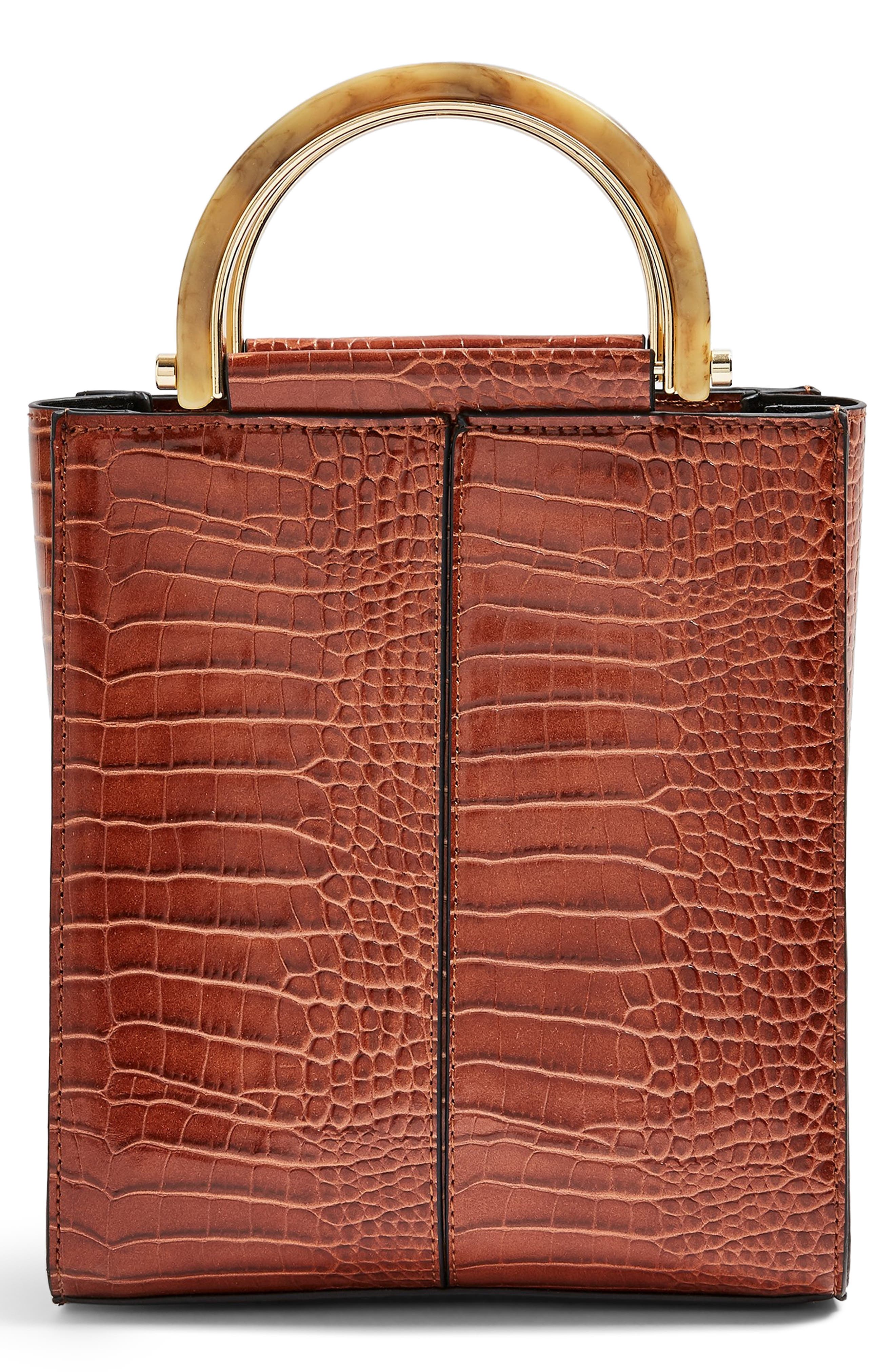 Topshop Sara Crocodile Grab Bag, Main, color, 