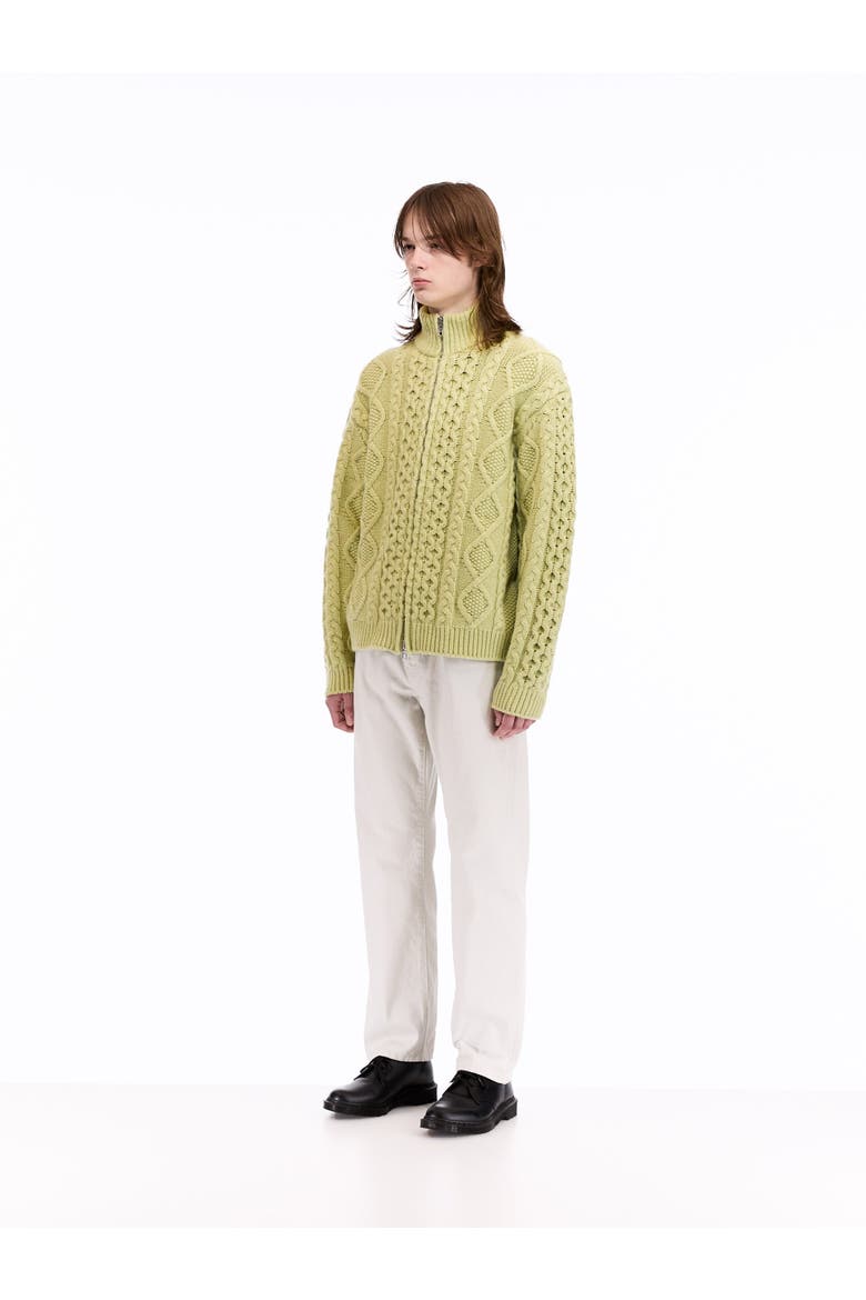 Cable Knit Zip Up, Alternate, color, Faded Lime