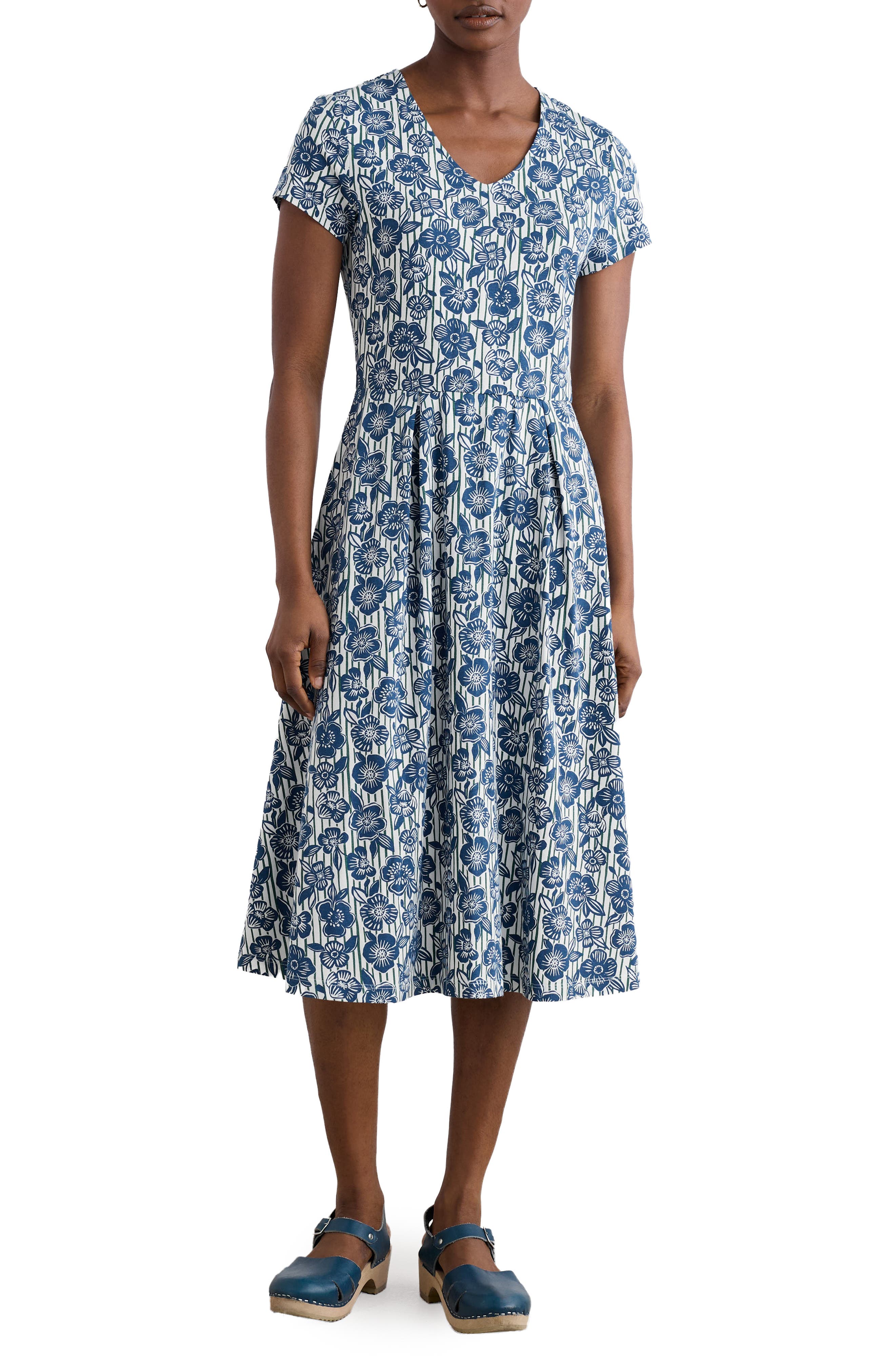 Seasalt Cornwall Pier View Floral Midi Fit & Flare Dress