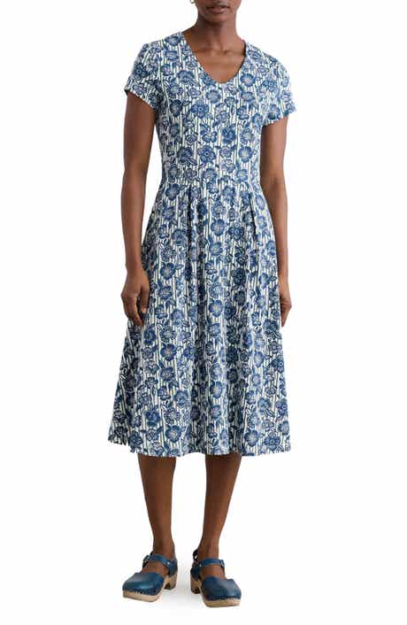 Seasalt Cornwall Pier View Floral Midi Fit & Flare Dress