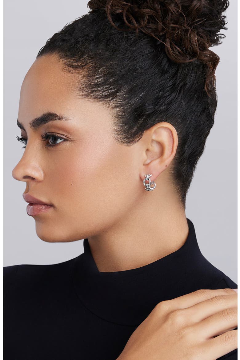 Sterling Silver Caviar Link Oval Hoop Earrings, Alternate, color, SILVER