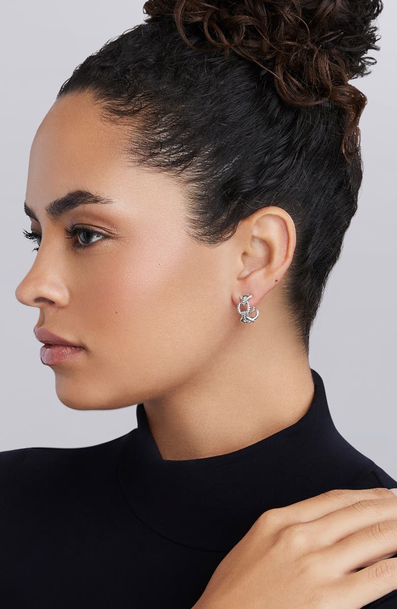 LAGOS Sterling Silver Caviar Link Oval Hoop Earrings, Alternate, color, Silver