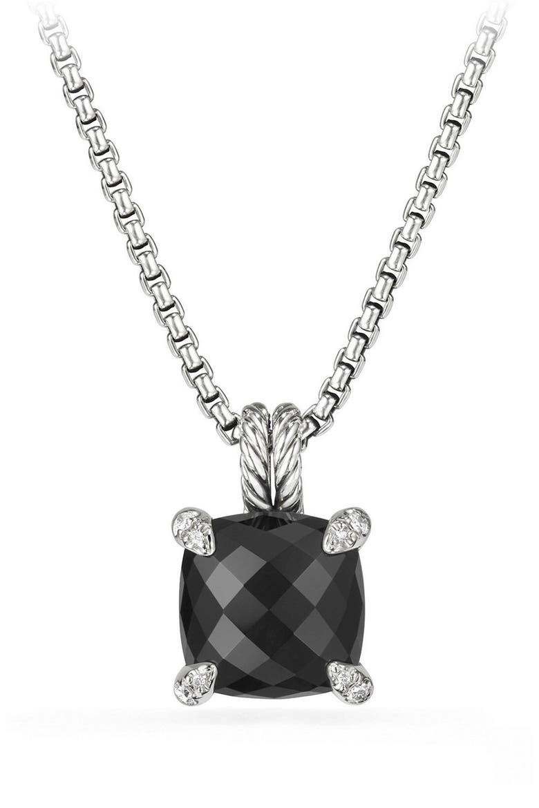Châtelaine Pendant Necklace with Black Onyx and Diamonds, Main, color, BLACK ONYX?