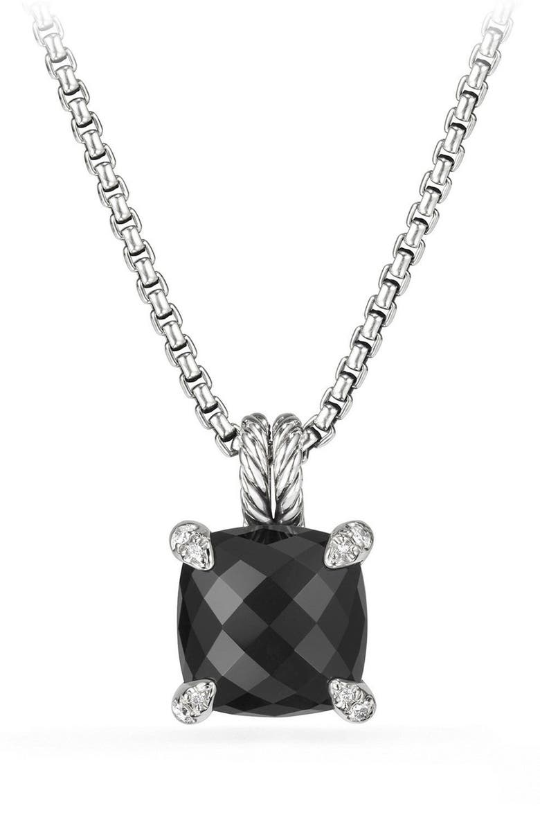 David Yurman Châtelaine Pendant Necklace with Black Onyx and Diamonds, Main, color, 