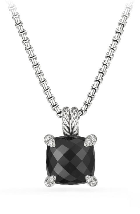 Châtelaine Pendant Necklace with Black Onyx and Diamonds