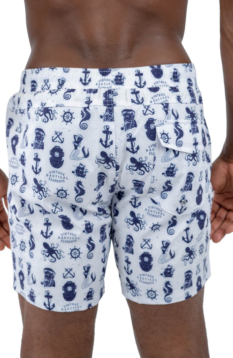 Maceoo Swim Lion Nautical Swim Trunks, Alternate, color, White