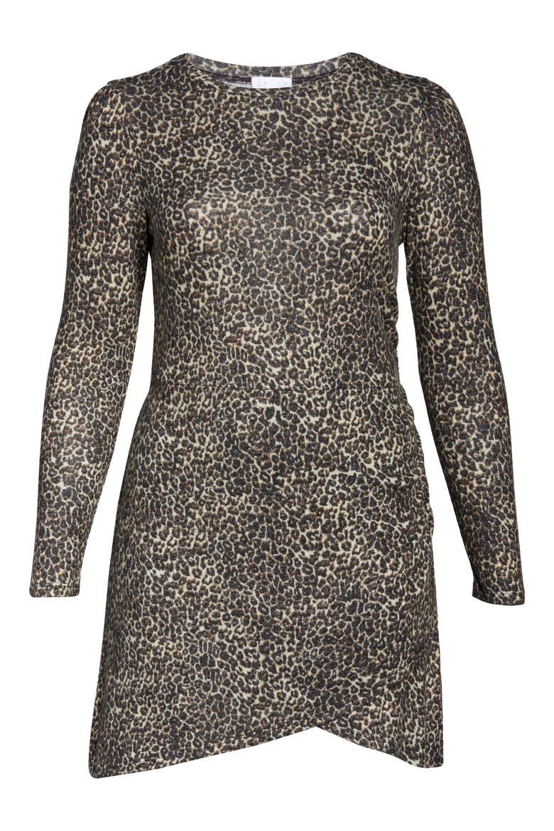 Brushed Long Sleeve Minidress, Alternate, color, BEIGE LAYERED LEOPARD