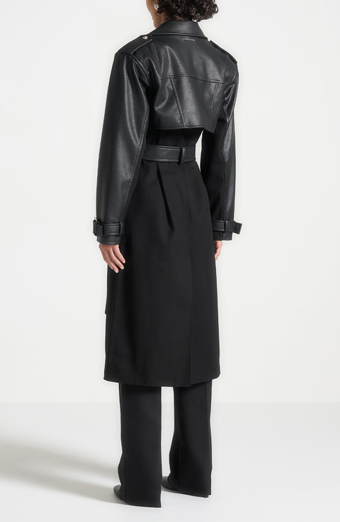 Ayleen Leather Biker Trench Coat