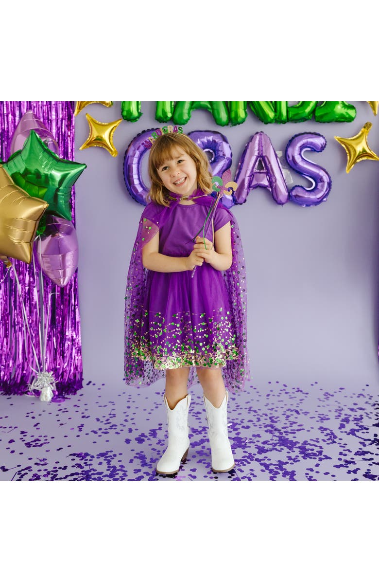 Sweet Wink Mardi Gras Confetti Short Sleeve Tutu Dress, Alternate, color, Soft Pink