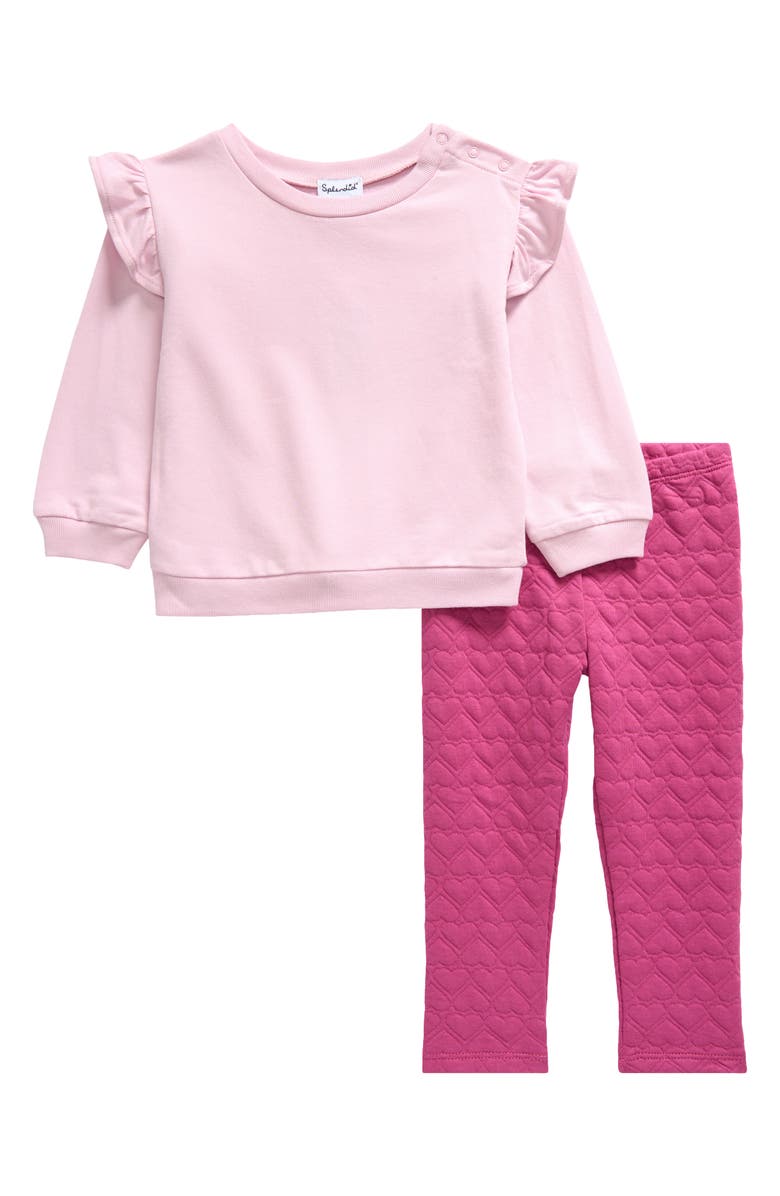 Splendid Hibiscus Hearts Long Sleeve Top & Leggings Set, Main, color,
