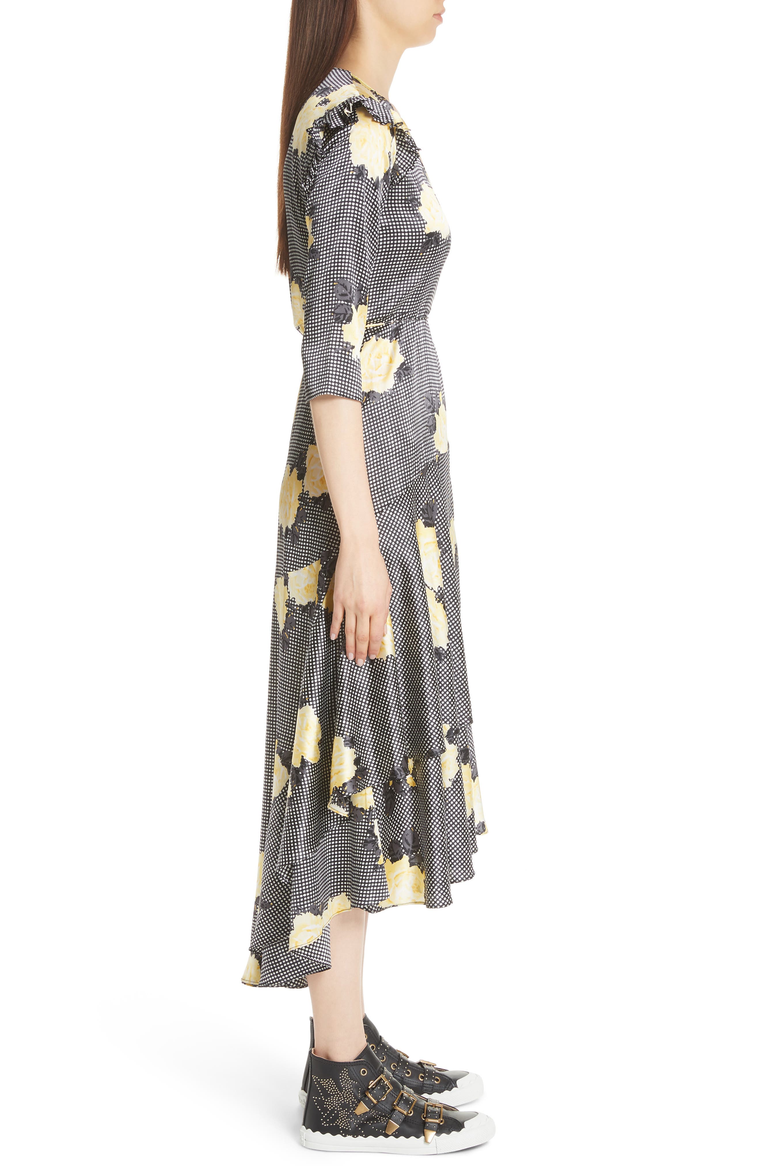 Ganni Calla Floral Silk Wrap Dress (Women) | Nordstrom