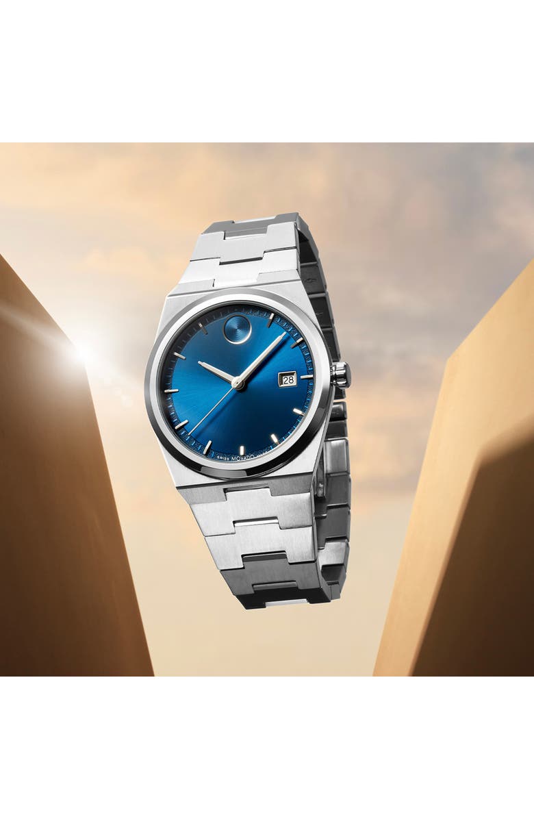 Movado Quest Bracelet Watch, 40mm, Alternate, color, Blue Dial