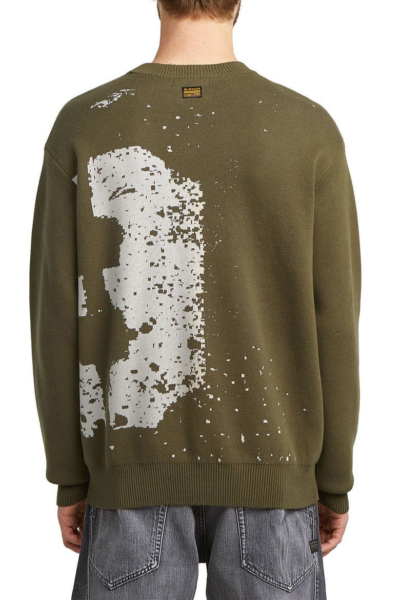 Sprayed 89 Relaxed Organic Cotton Crewneck Sweater, Alternate, color, DARK OLIVE
