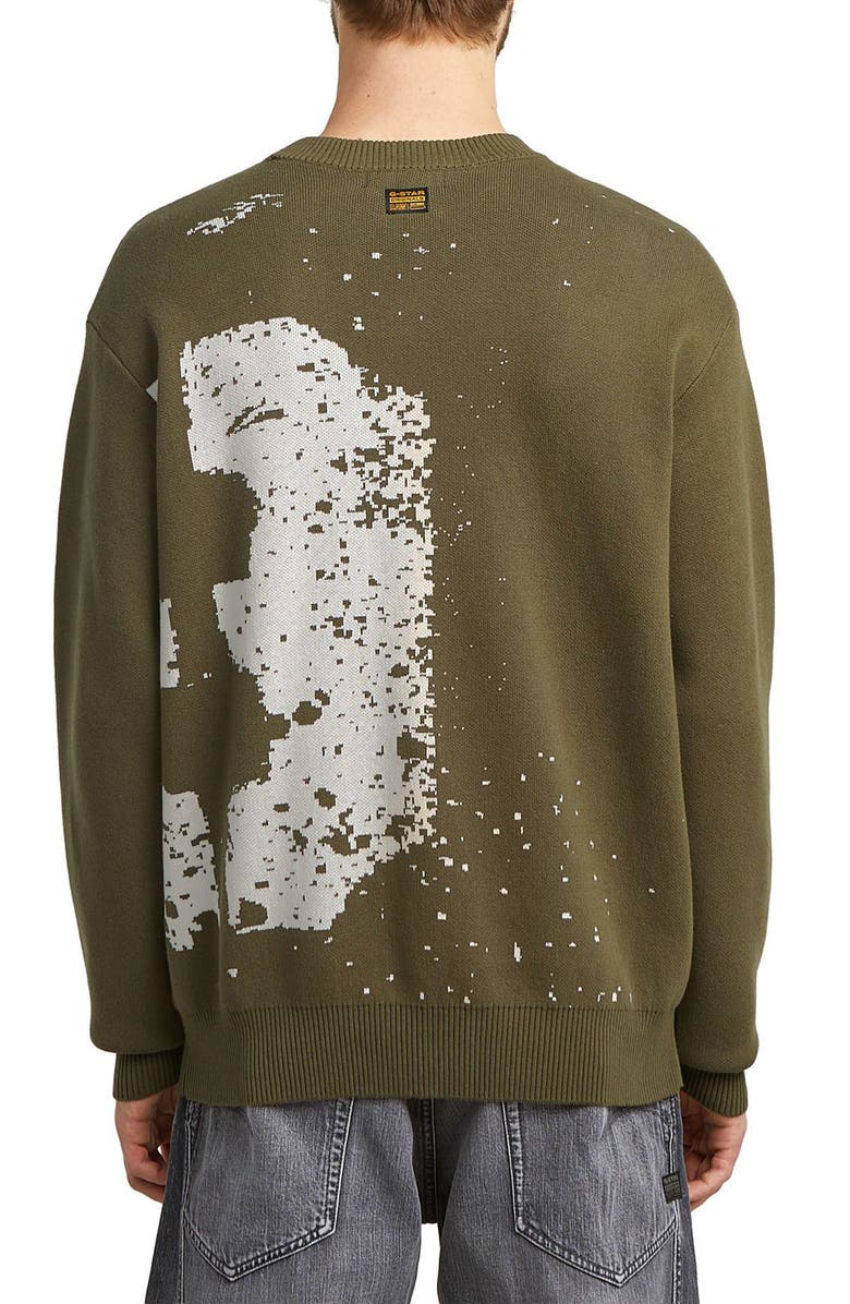 G-STAR Sprayed 89 Relaxed Organic Cotton Crewneck Sweater, Alternate, color, Dark Olive