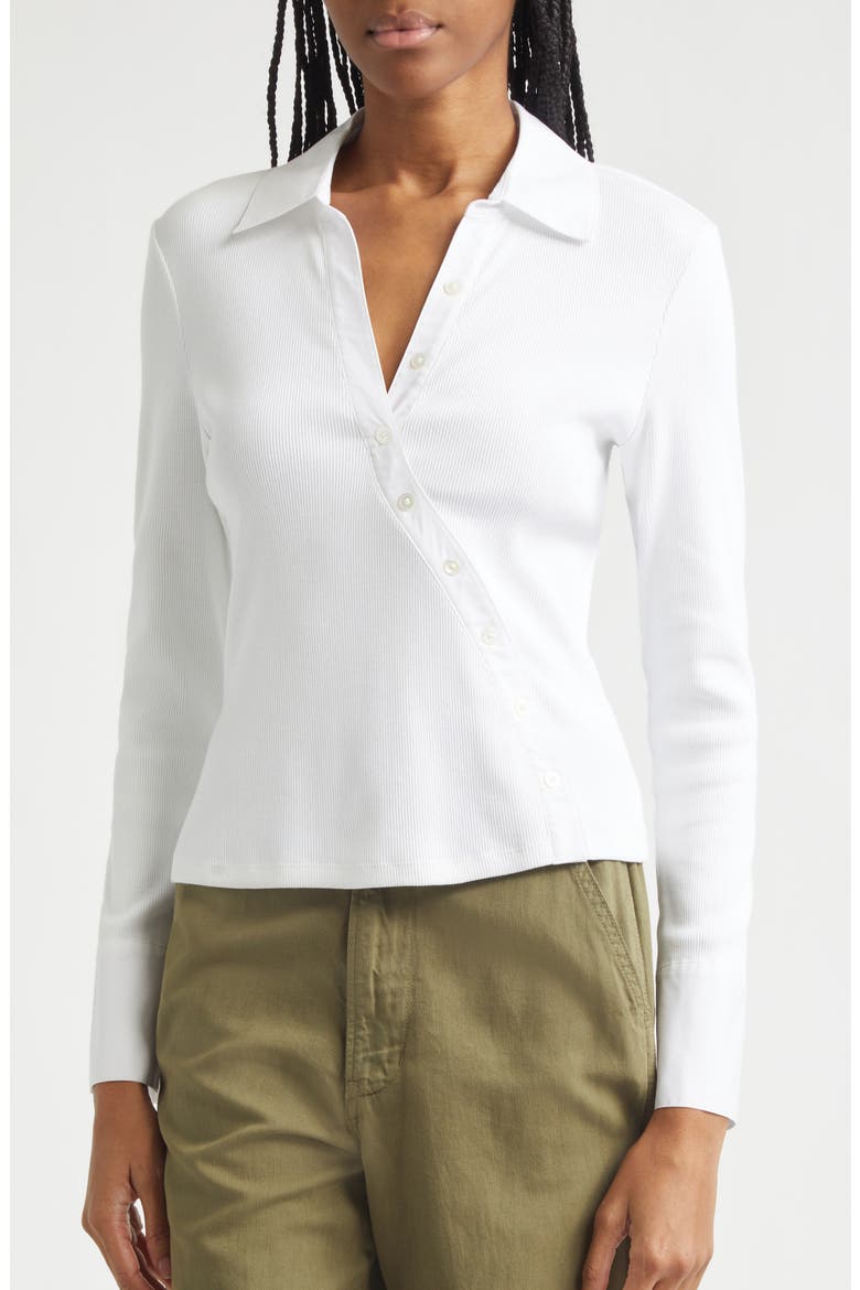 Brenner Stretch Cotton Rib Top, Alternate, color, WHITE