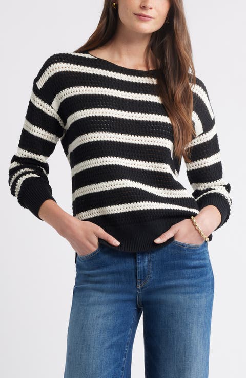 Open Stitch Cotton Blend Sweater
