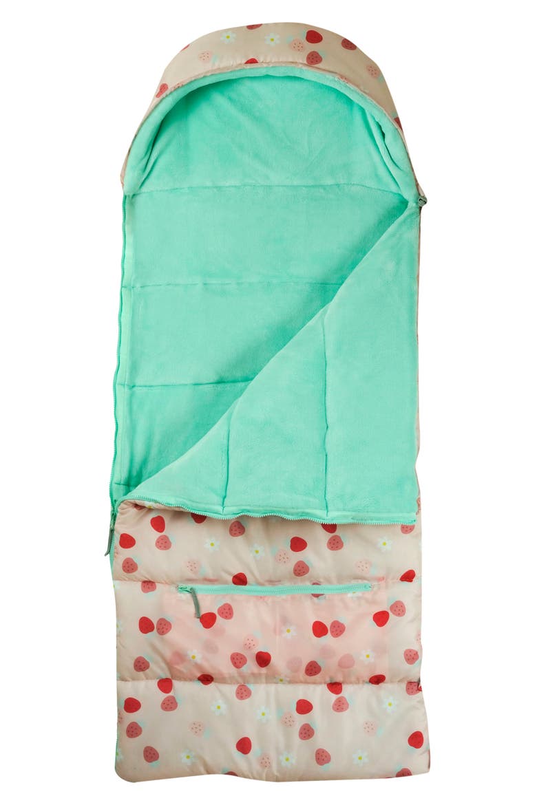 Kids' Sleep-n-Pack Strawberries & Daisies Print Sleeping Bag Backpack, Alternate, color, STRAWBERRIES & DAISIES
