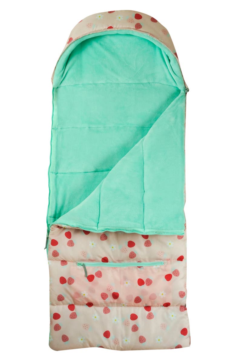 mimish Kids' Sleep-n-Pack Strawberries & Daisies Print Sleeping Bag Backpack, Alternate, color, Strawberries & Daisies