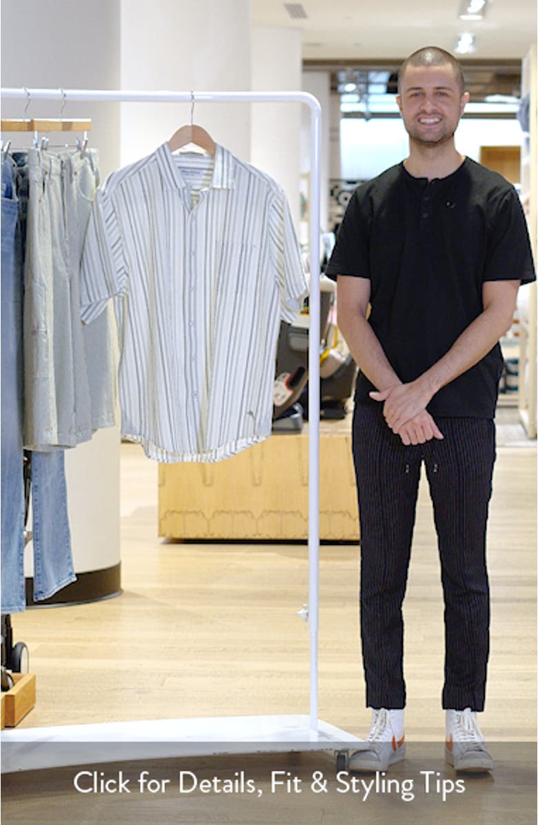 Nova Wave Silve Stripe Short Sleeve Seersucker Button-Up Shirt, sales video thumbnail