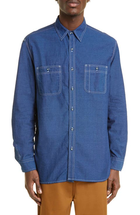 Men's WORK Indigo Chambray Button-Up Shirt