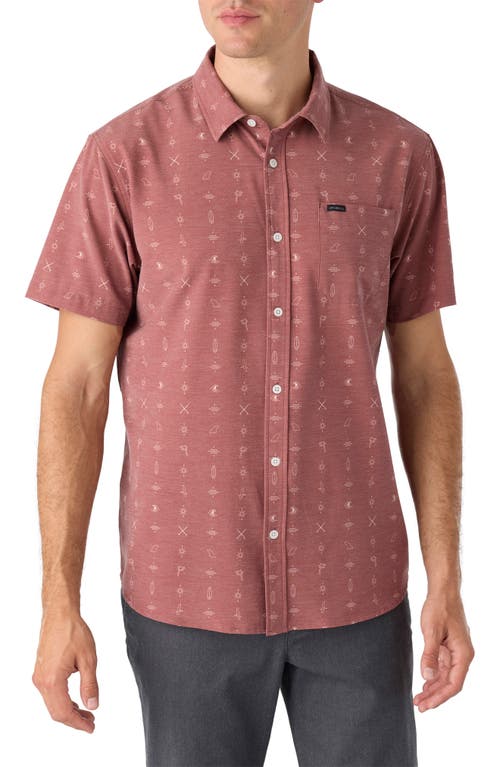 O'Neill TRVLR Traverse Floral Print UPF 50+ Button-Up Shirt in Mahogany 