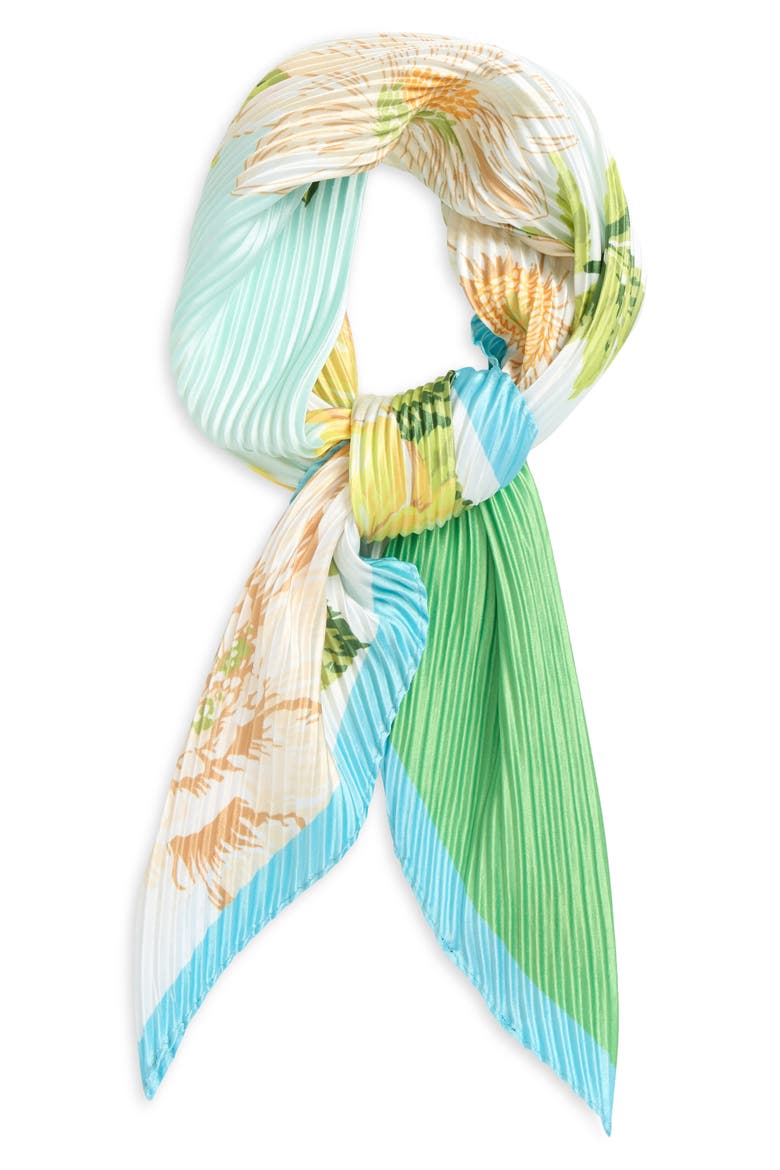Sunshine Garden Pleated Diamond Scarf, Main, color, SKY BLUE