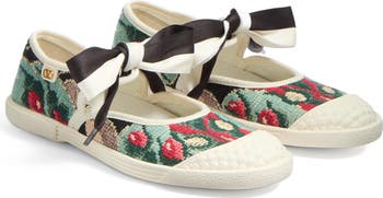 スニーカー VALENTINO Valentino Garavani 'Bay By Bay' ballerina sneakers Bay by Bay Ballerina rubber-trimmed printed silk-jacquard