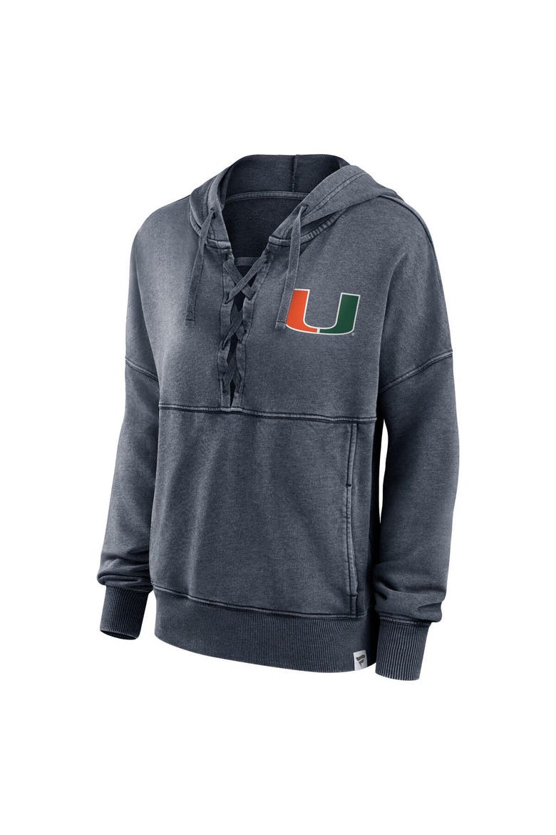 Women's Fanatics Branded Heathered Charcoal Miami Hurricanes Overall Speed Lace-Up Pullover Hoodie, Alternate, color, Heather Charcoal