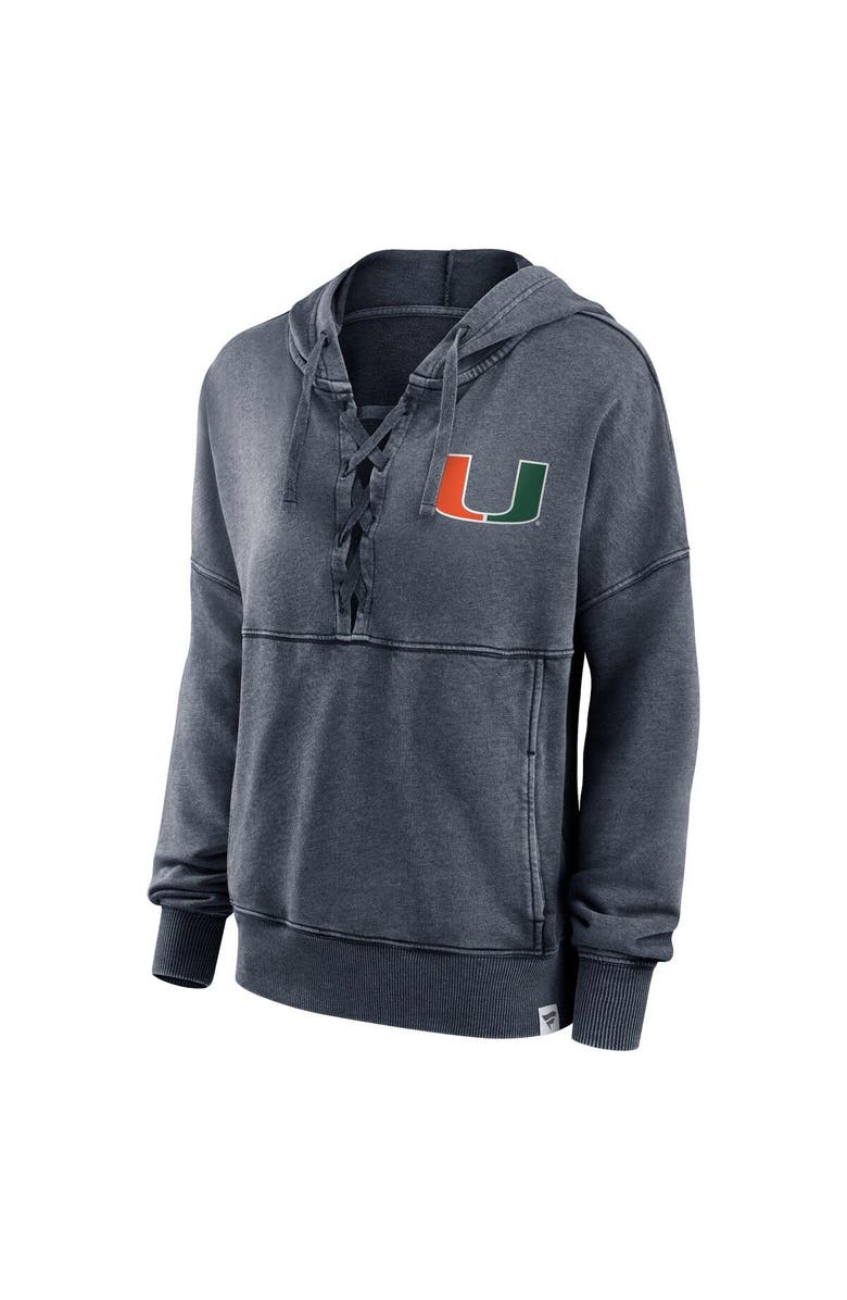 FANATICS Women's Fanatics Branded Heathered Charcoal Miami Hurricanes Overall Speed Lace-Up Pullover Hoodie, Alternate, color, 