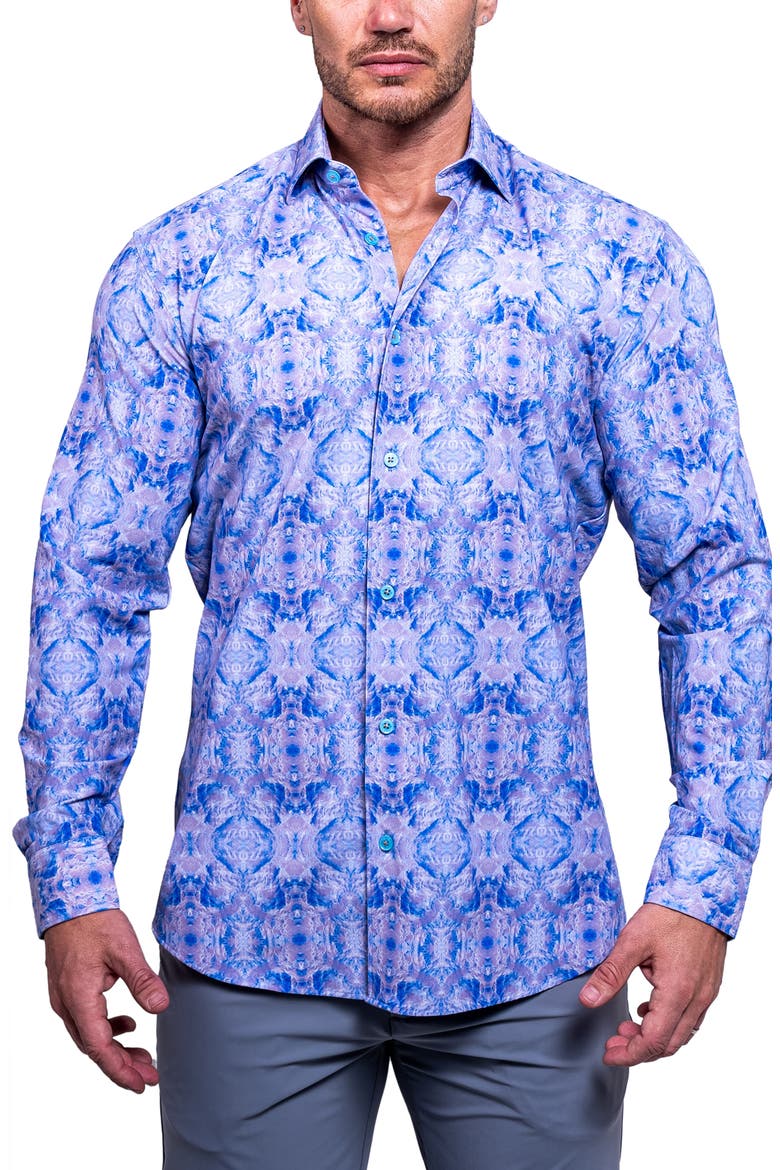 Fibonacci Resistance Contemporary Fit Button-Up Shirt, Main, color, BLUE