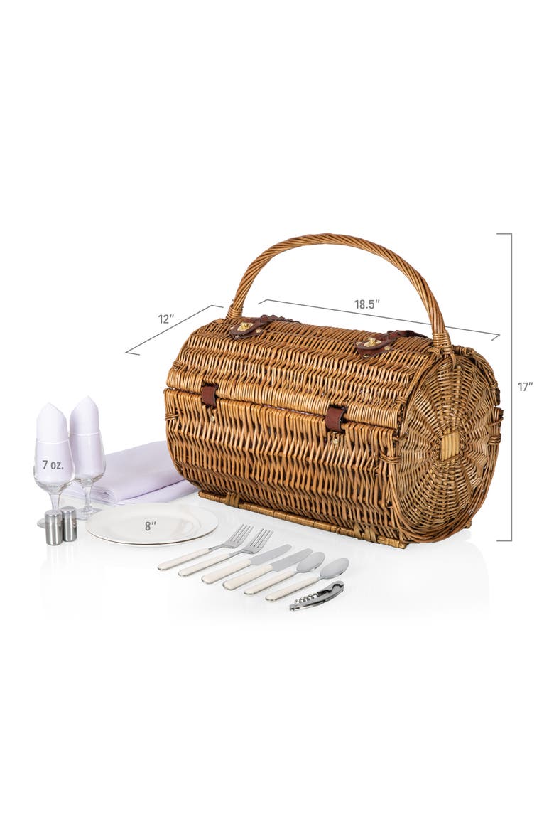 Barrel Picnic Basket, Alternate, color, Red & White Gingham Pattern