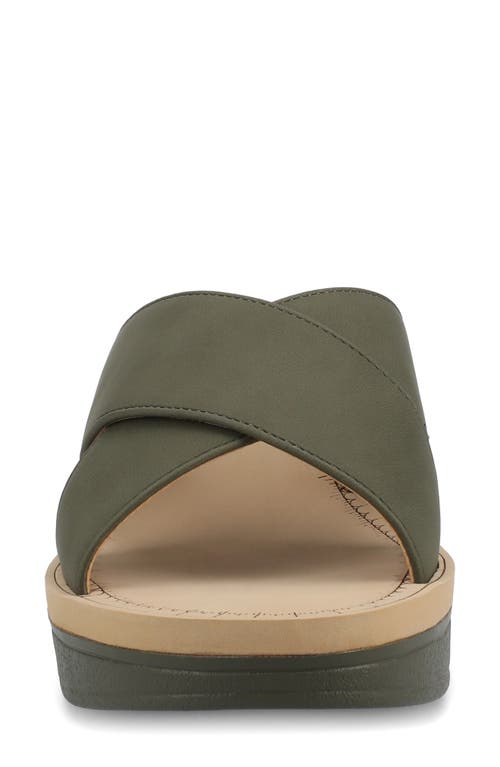 Journee Collection Women's Biara Crisscross Platform Wedge Sandals In Olive