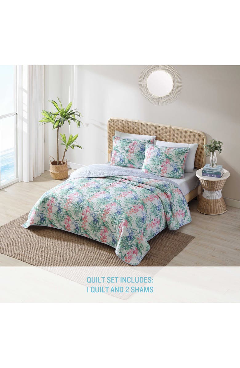 Tommy Bahama Island Orchid Reversible Quilt & Sham Set, Alternate, color, White Multi